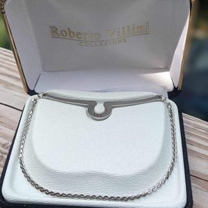 Vintage Silver Tone Chain TIe Bar Clasp Mens